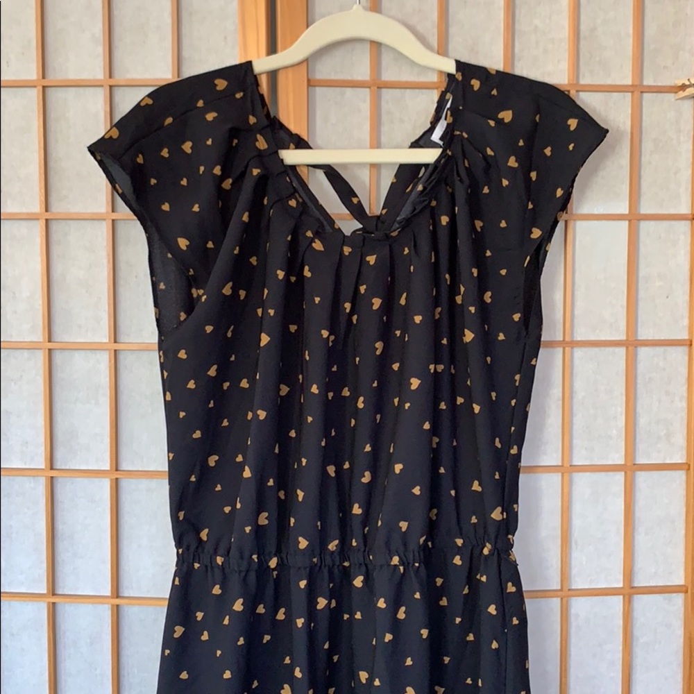 Black dress with gold hearts